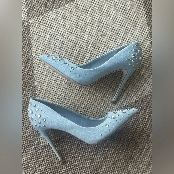 ALDO Elegant Blue Embellished Women's denimHeels size 7 - Picture 6 of 16